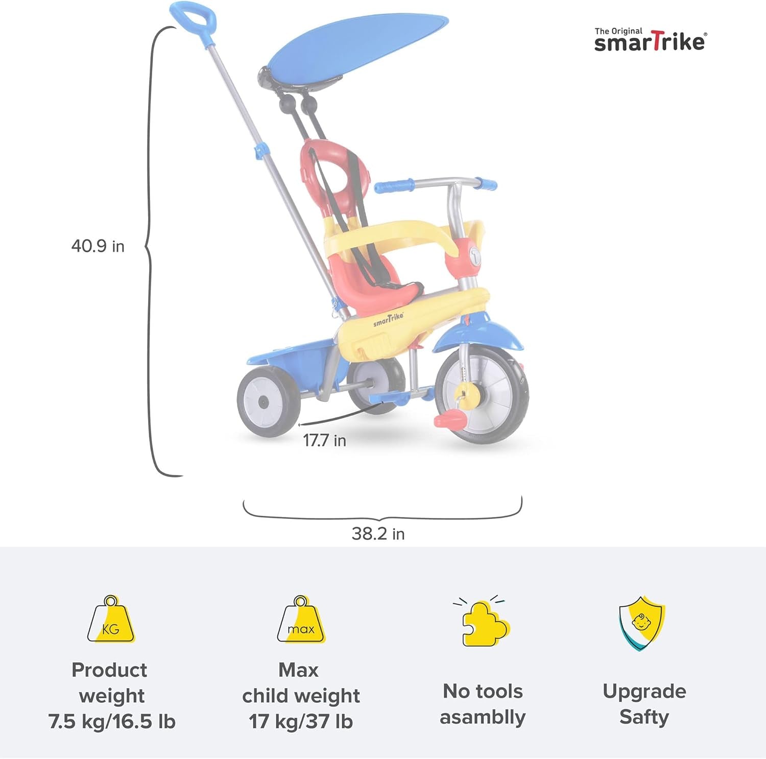 Adjustable Toddler Tricycle Push Bike