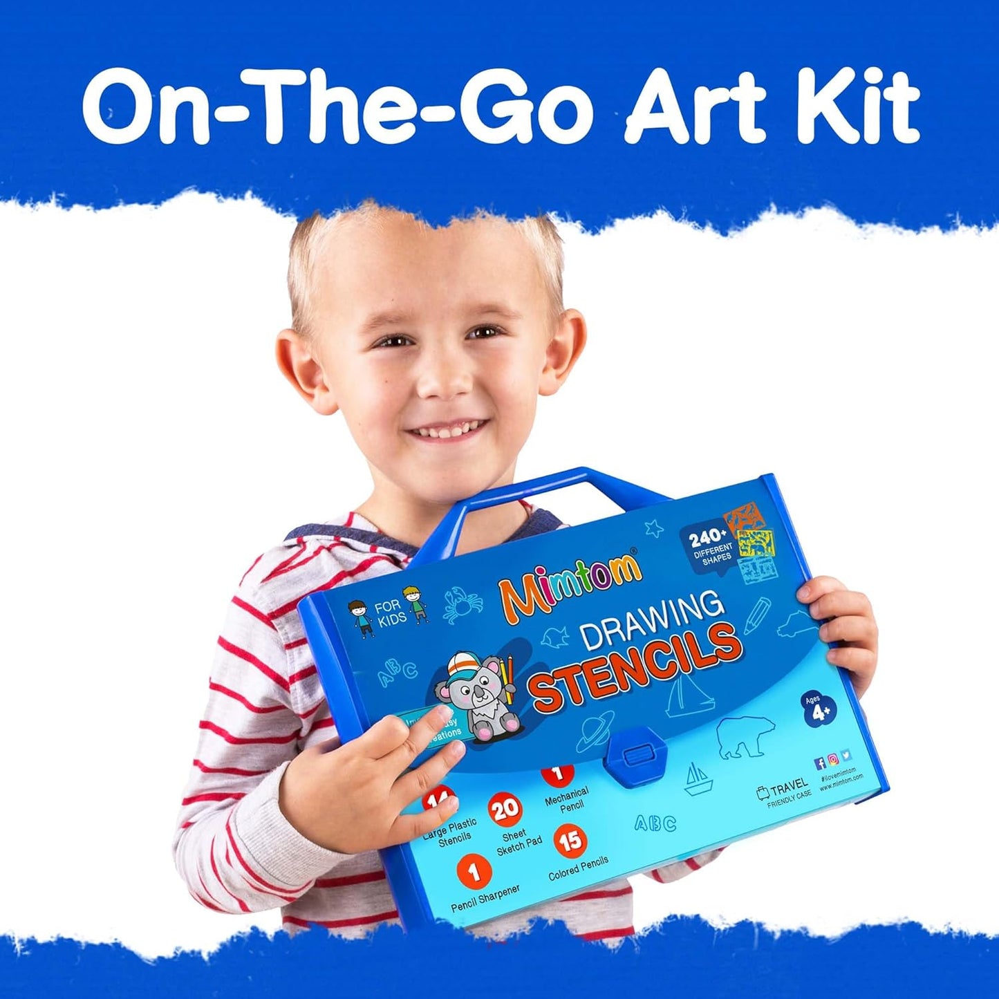Drawing Stencil Kit for Kids, 51 PC Art Set with 240+ Shapes, Sketch Pad, and Colored Pencils